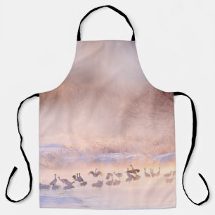 Japan winter nature. Wildlife scene, snowy nature. Apron