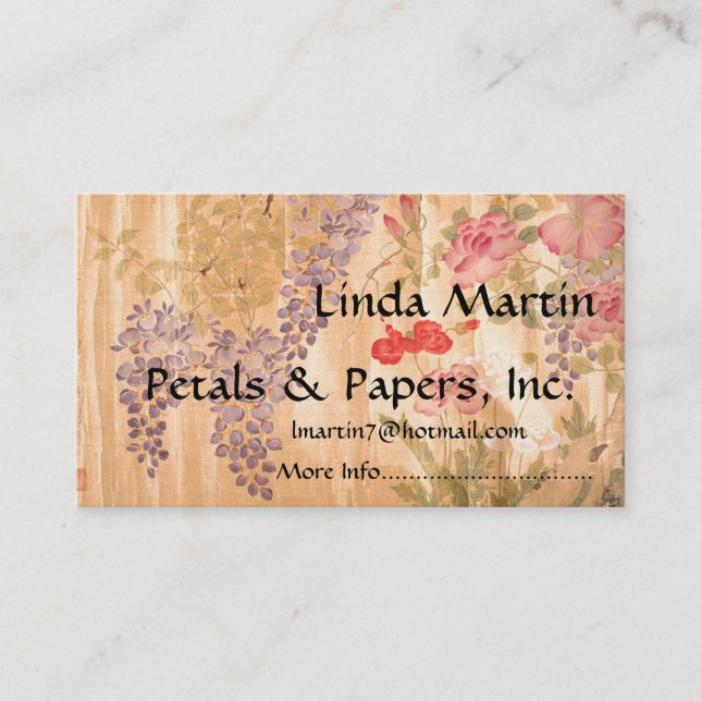 Japan Wisteria & Roses Floral Flower Business Card (Front)