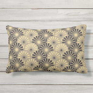 Japan. Yellow Floral Flowers. Lumbar Cushion