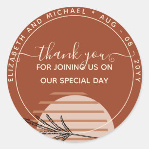 Japandi Abstract Scandinavian Geometric Wedding Classic Round Sticker