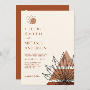 Japandi Abstract Scandinavian Geometric Wedding Invitation