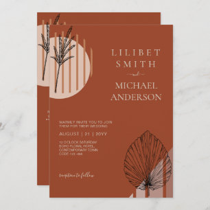 Japandi Abstract Scandinavian Geometric Wedding Invitation