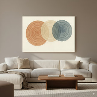 Japandi & Boho Abstract Overlapping Circles Art Canvas Print