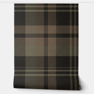 Japandi Farmhouse Plaid in Olive and Brown Wallpaper