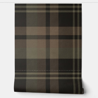 Japandi Farmhouse Plaid in Olive and Brown Wallpaper