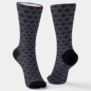 Japandi floral pattern _ Midnight Socks