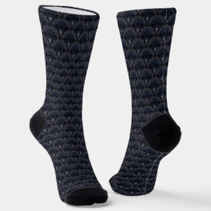 Japandi floral pattern _ Smoky Mist Socks