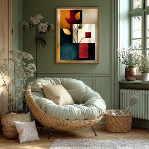 Japandi Ikebana Geometric Abstract Wall Art with Q