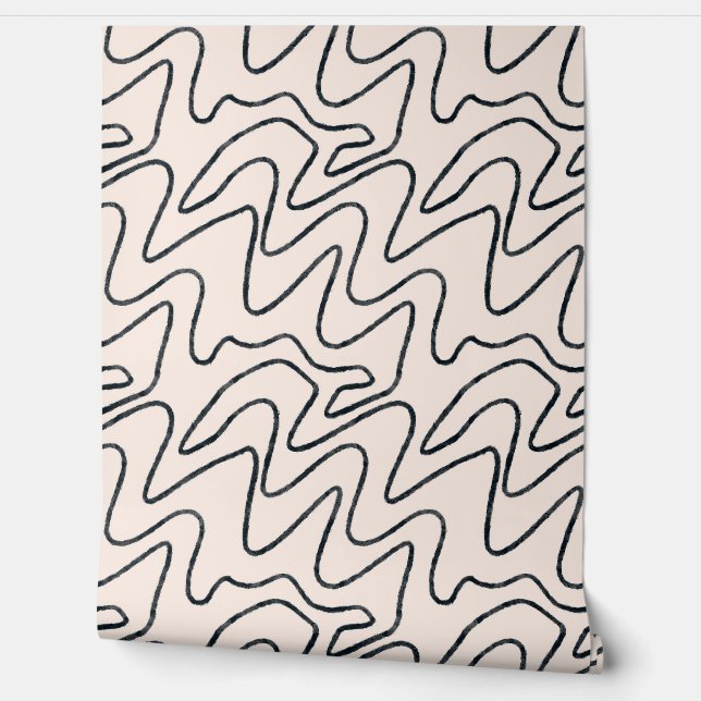 Japandi Minimalist Brush Stroke Pattern in Cream a Wallpaper (Unrolling)