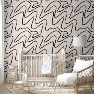 Japandi Minimalist Brush Stroke Pattern in Cream a Wallpaper
