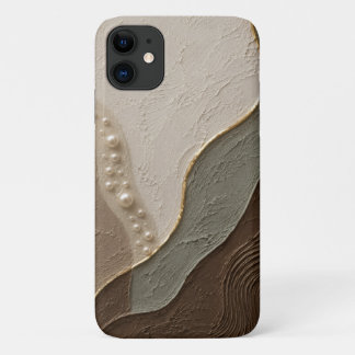 Japandi Neutral Textured Design iPhone 11 Case
