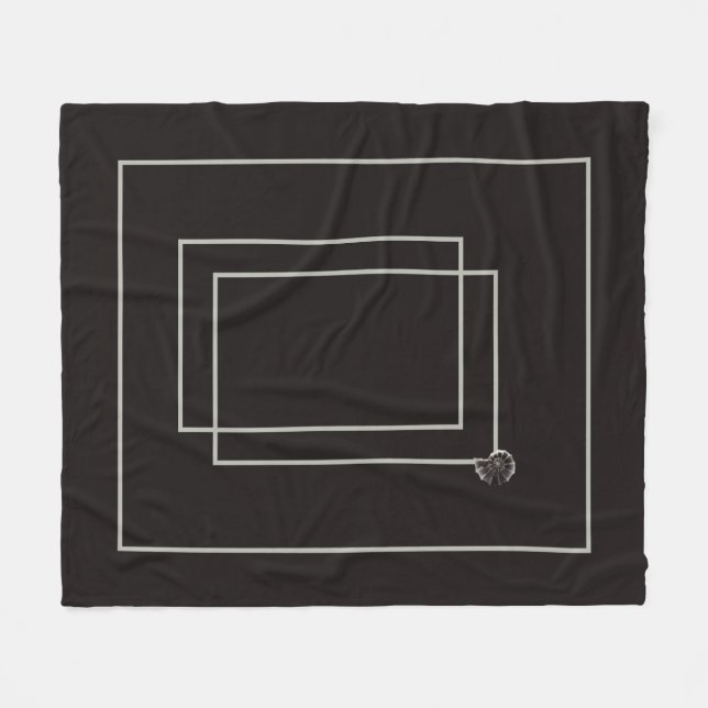 Japandi sea life coastal beige neutral monochrome fleece blanket (Front (Horizontal))