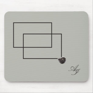 Japandi sea life coastal beige neutral monochrome mouse mat