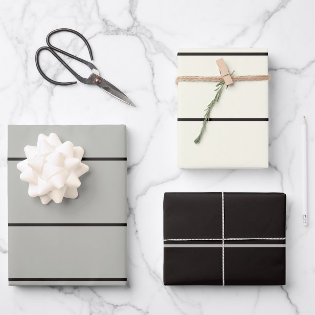 Japandi sea life coastal beige neutral monochrome wrapping paper sheet (Front)