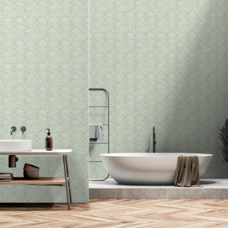 Japandi style light sage herbal elements wallpaper