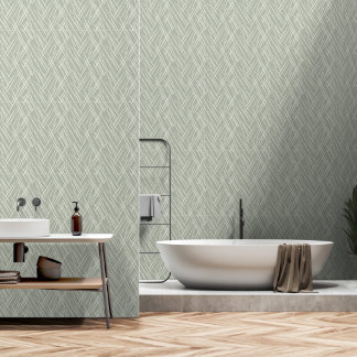 Japandi style sage herbal elements wallpaper