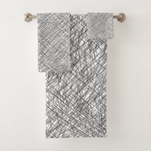 Japandi texture style simple lines scribble bath towel set