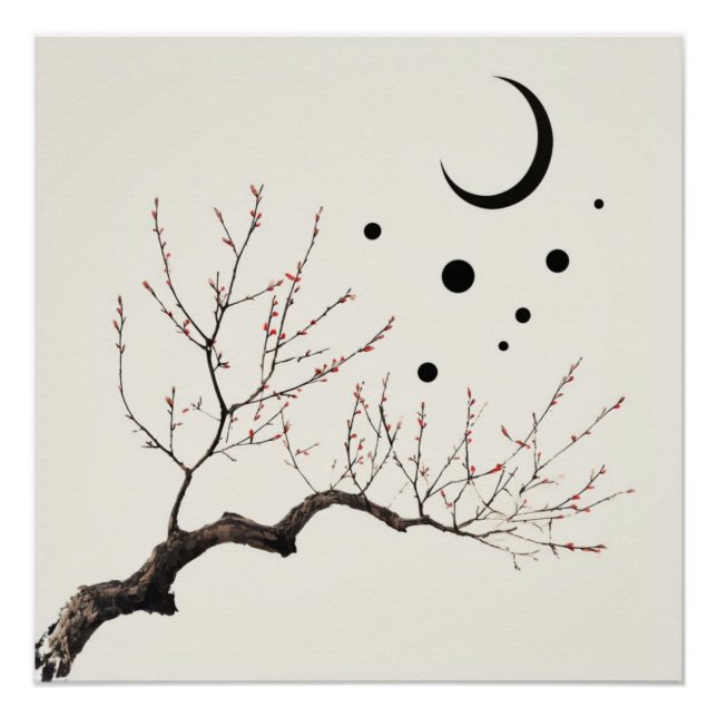 Japandi Zen: Minimalist Abstract Illustration Poster (Front)