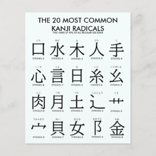 Japanese 20 Most Common Kanji Radicals Flyer