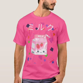 Japanese 90's Kawaii Strawberry Milkshake Pink Str T-Shirt