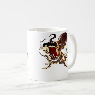 Japanese Abolone Diver and Octopus Fighting Coffee Mug