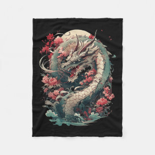 Japanese Aesthetic Dragon Japanese Art Japan Tatto Fleece Blanket