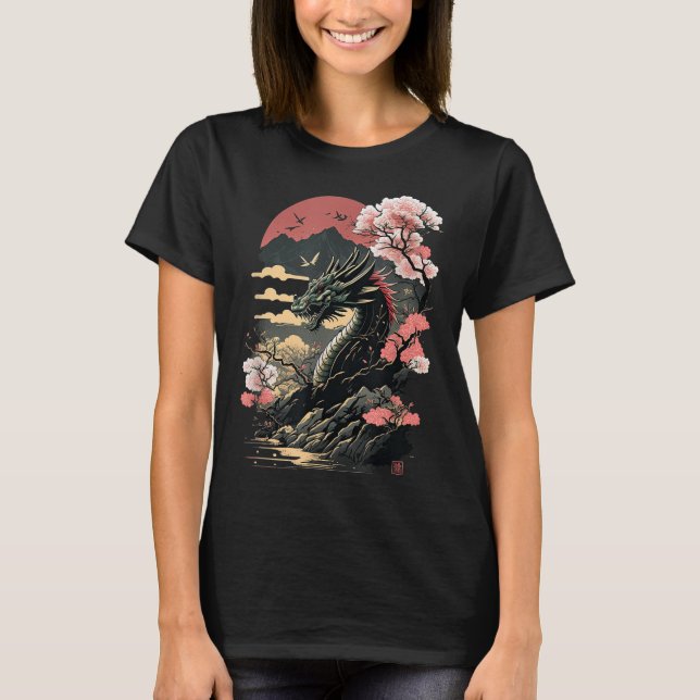 Japanese Aesthetic Dragon Japanese Art Japan Tatto T-Shirt (Front)