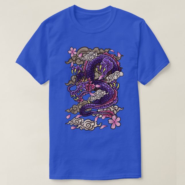 Japanese Aesthetic Dragon Tattoo style Sakura Cher T-Shirt (Design Front)