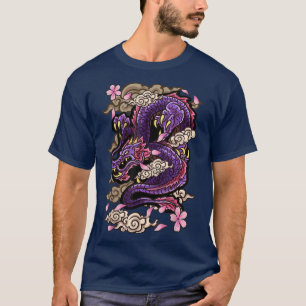Japanese Aesthetic Dragon Tattoo style Sakura Cher T-Shirt