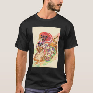 Japanese Aesthetic Oiran Girl Tiger Traditional Pa T-Shirt