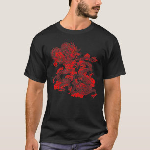 Japanese Aesthetic Red Dragon Symbol Kanji Tattoo T-Shirt