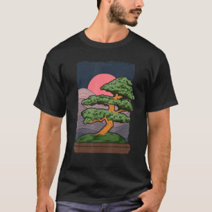 Japanese Aesthetic Sunset Gardening Bonsai Tree T-Shirt