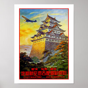 Japanese Air Transport with Pagoda Poster