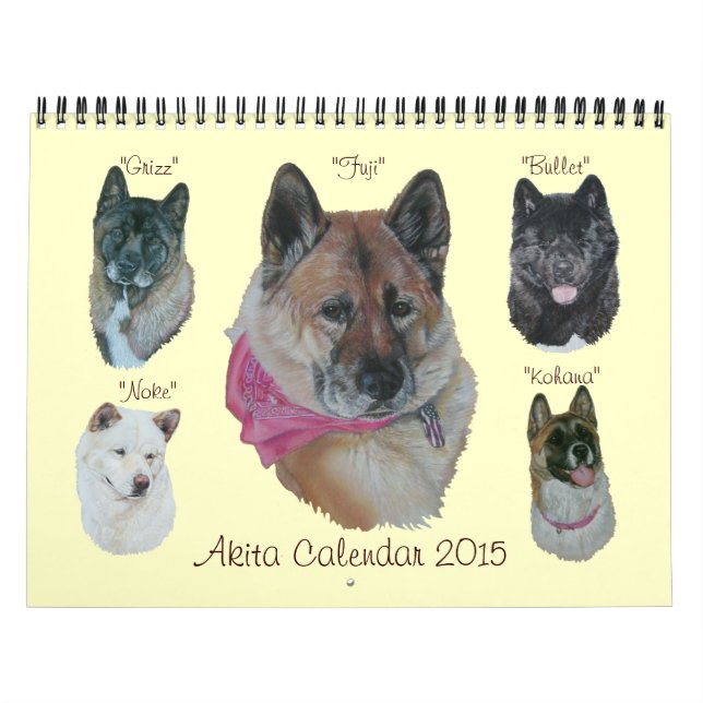 japanese akita dog portraits realist art calendar (Cover)