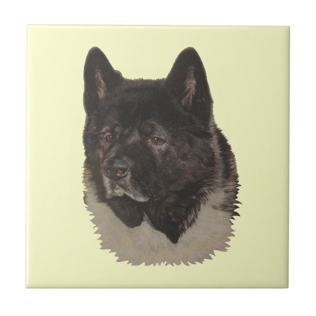 Japanese akita realist dog portrait tile (Front)
