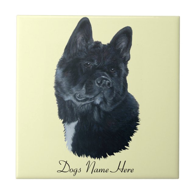Japanese/American black akita dog tile (Front)