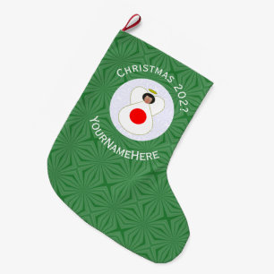 Japanese Angel Christmas Flag Personalised  Large Christmas Stocking