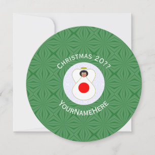 Japanese Angel Flag Christmas Personalise Round Invitation