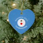 Japanese Angel Hanukkah Flag Personalized  Ceramic Tree Decoration<br><div class="desc">Angel with chrysanthemums for eyes, dressed in the flag of Japan on this heart shaped ceramic ornament for holiday and Hanukkah decor, designed for families with multiple religions. The Japanese flag Hanukkah angel flies inside a white circle of squiggly squares. Add your own text or personalize with a name and...</div>