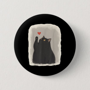 Japanese Anime Cute Cat Heart Kawaii Black Cat Hea 6 Cm Round Badge