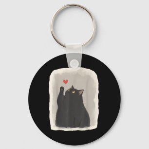 Japanese Anime Cute Cat Heart Kawaii Black Cat Hea Key Ring