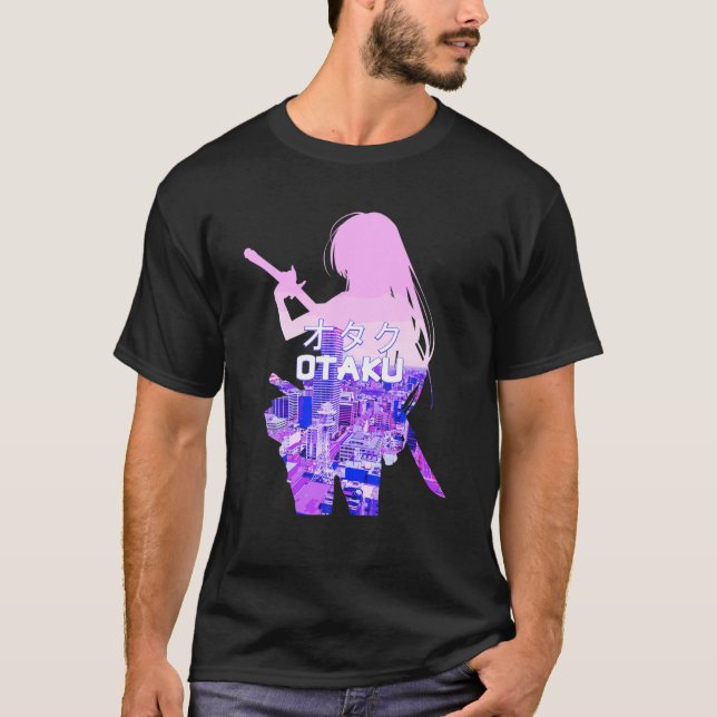Japanese Anime Girl City Landscape Urban Japan Tok T-Shirt (Front)