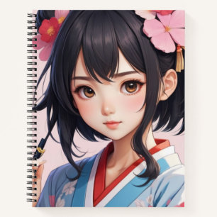 Japanese Anime Girl Spiral Notebook