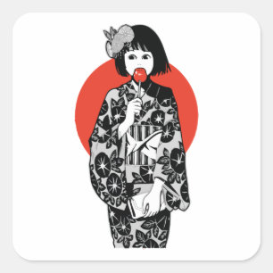 Japanese Anime Kawai Kimono Girl Sticker