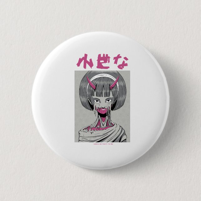 Japanese anime monster girl 6 cm round badge (Front)