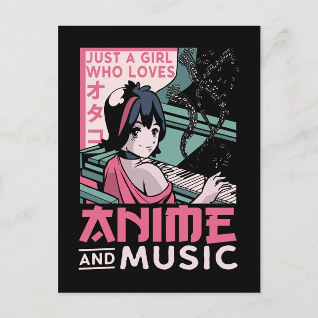 Japanese Anime Music Girl Otaku Piano Musician Postcard (Front)