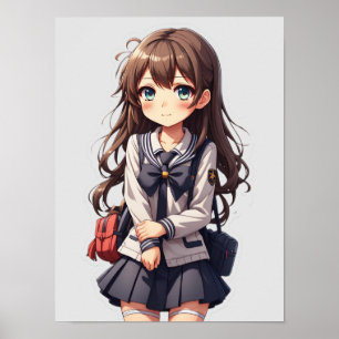 Japanese Anime School Girl Poster