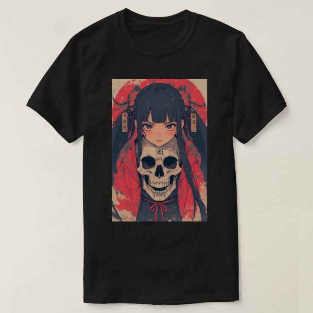 Japanese Anime Skull Note Girl Death 01 T-Shirt (Design Front)