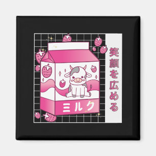 Japanese Anime Strawberry Milk Carton Cute Cow Magnet
