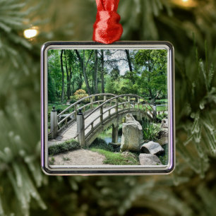 Japanese arch bridge metal tree decoration